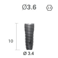 Імплантат фаска = 0.15 мм SuperLine MF (СуперЛайн) № FX3610SW, 1шт діам.= 3.60/3.40 мм; довжина= 10 мм (+гвинт-зуглушка у комплект не входить) (Dentium/Дентіум)
