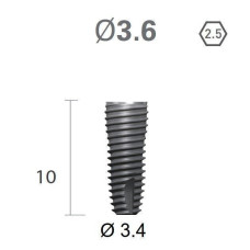 Імплантат фаска = 0.15 мм SuperLine MF (СуперЛайн) № FX3610SW, 1шт діам.= 3.60/3.40 мм; довжина= 10 мм (+гвинт-зуглушка у комплект не входить) (Dentium/Дентіум)