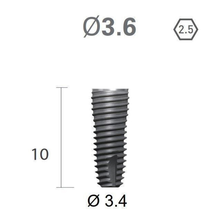 Імплантат фаска = 0.15 мм SuperLine MF (СуперЛайн) № FX3610SW, 1шт діам.= 3.60/3.40 мм; довжина= 10 мм (+гвинт-зуглушка у комплект не входить) (Dentium/Дентіум)