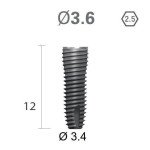 Імплантат фаска = 0.15 мм SuperLine MF (СуперЛайн) № FX3612SW, 1шт діам.= 3.60/3.40 мм; довжина= 12 мм (+гвинт-зуглушка у комплект не входить) (Dentium/Дентіум)
