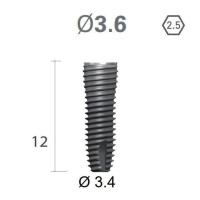 Імплантат фаска = 0.15 мм SuperLine MF (СуперЛайн) № FX3612SW, 1шт діам.= 3.60/3.40 мм; довжина= 12 мм (+гвинт-зуглушка у комплект не входить) (Dentium/Дентіум)