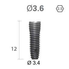 Імплантат фаска = 0.15 мм SuperLine MF (СуперЛайн) № FX3612SW, 1шт діам.= 3.60/3.40 мм; довжина= 12 мм (+гвинт-зуглушка у комплект не входить) (Dentium/Дентіум)