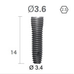 Імплантат фаска = 0.15 мм SuperLine MF (СуперЛайн) № FX3614SW, 1шт діам.= 3.60/3.40 мм; довжина= 14 мм (+гвинт-зуглушка у комплект не входить) (Dentium/Дентіум)