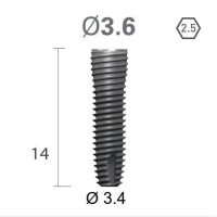 Імплантат фаска = 0.15 мм SuperLine MF (СуперЛайн) № FX3614SW, 1шт діам.= 3.60/3.40 мм; довжина= 14 мм (+гвинт-зуглушка у комплект не входить) (Dentium/Дентіум)