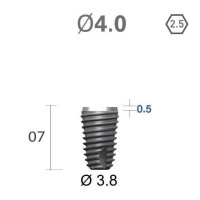 Імплантат фаска = 0.5 мм SuperLine MF (СуперЛайн) № FX4007SW, 1шт діам.= 4.00/3.80 мм; довжина= 7.0 мм (+гвинт-зуглушка у комплект не входить) (Dentium/Дентіум)