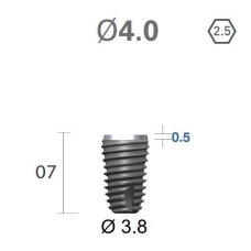 Імплантат фаска = 0.5 мм SuperLine MF (СуперЛайн) № FX4007SW, 1шт діам.= 4.00/3.80 мм; довжина= 7.0 мм (+гвинт-зуглушка у комплект не входить) (Dentium/Дентіум)