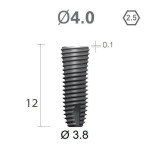Імплантат фаска = 0.2 мм SuperLine MF (СуперЛайн) № FX4012SW, 1шт діам.= 4.00/3.80 мм; довжина= 12 мм (+гвинт-зуглушка у комплект не входить) (Dentium/Дентіум)