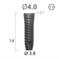 Імплантат фаска = 0.2 мм SuperLine MF (СуперЛайн) № FX4014SW, 1шт діам.= 4.00/3.80 мм; довжина= 14 мм (+гвинт-зуглушка у комплект не входить) (Dentium/Дентіум)