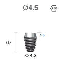 Імплантат фаска = 1.5 мм SuperLine MF (СуперЛайн) № FX4507SW, 1шт діам.= 4.50/4.30 мм; довжина= 7.0 мм (+гвинт-зуглушка у комплект не входить) (Dentium/Дентіум)