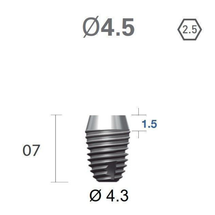 Імплантат фаска = 1.5 мм SuperLine MF (СуперЛайн) № FX4507SW, 1шт діам.= 4.50/4.30 мм; довжина= 7.0 мм (+гвинт-зуглушка у комплект не входить) (Dentium/Дентіум)