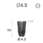 Імплантат фаска = 0.4 мм SuperLine MF (СуперЛайн) № FX4508SW, 1шт діам.= 4.50/4.30 мм; довжина= 8.0 мм (+гвинт-зуглушка у комплект не входить) (Dentium/Дентіум)