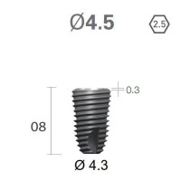 Імплантат фаска = 0.4 мм SuperLine MF (СуперЛайн) № FX4508SW, 1шт діам.= 4.50/4.30 мм; довжина= 8.0 мм (+гвинт-зуглушка у комплект не входить) (Dentium/Дентіум)