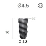Імплантат фаска = 0.4 мм SuperLine MF (СуперЛайн) № FX4510SW, 1шт діам.= 4.50/4.30 мм; довжина= 10 мм (+гвинт-зуглушка у комплект не входить) (Dentium/Дентіум)
