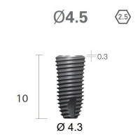 Імплантат фаска = 0.4 мм SuperLine MF (СуперЛайн) № FX4510SW, 1шт діам.= 4.50/4.30 мм; довжина= 10 мм (+гвинт-зуглушка у комплект не входить) (Dentium/Дентіум)