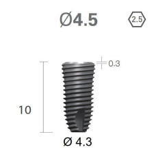 Імплантат фаска = 0.4 мм SuperLine MF (СуперЛайн) № FX4510SW, 1шт діам.= 4.50/4.30 мм; довжина= 10 мм (+гвинт-зуглушка у комплект не входить) (Dentium/Дентіум)