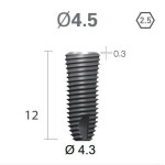 Імплантат фаска = 0.4 мм SuperLine MF (СуперЛайн) № FX4512SW, 1шт діам.= 4.50/4.30 мм; довжина= 12 мм (+гвинт-зуглушка у комплект не входить) (Dentium/Дентіум)