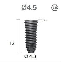 Імплантат фаска = 0.4 мм SuperLine MF (СуперЛайн) № FX4512SW, 1шт діам.= 4.50/4.30 мм; довжина= 12 мм (+гвинт-зуглушка у комплект не входить) (Dentium/Дентіум)