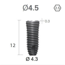 Імплантат фаска = 0.4 мм SuperLine MF (СуперЛайн) № FX4512SW, 1шт діам.= 4.50/4.30 мм; довжина= 12 мм (+гвинт-зуглушка у комплект не входить) (Dentium/Дентіум)