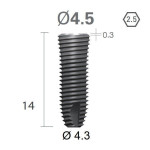 Імплантат фаска = 0.4 мм SuperLine MF (СуперЛайн) № FX4514SW, 1шт діам.= 4.50/4.30 мм; довжина= 14 мм (+гвинт-зуглушка у комплект не входить) (Dentium/Дентіум)