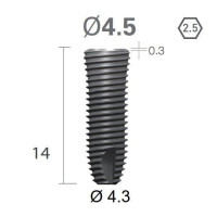 Імплантат фаска = 0.4 мм SuperLine MF (СуперЛайн) № FX4514SW, 1шт діам.= 4.50/4.30 мм; довжина= 14 мм (+гвинт-зуглушка у комплект не входить) (Dentium/Дентіум)