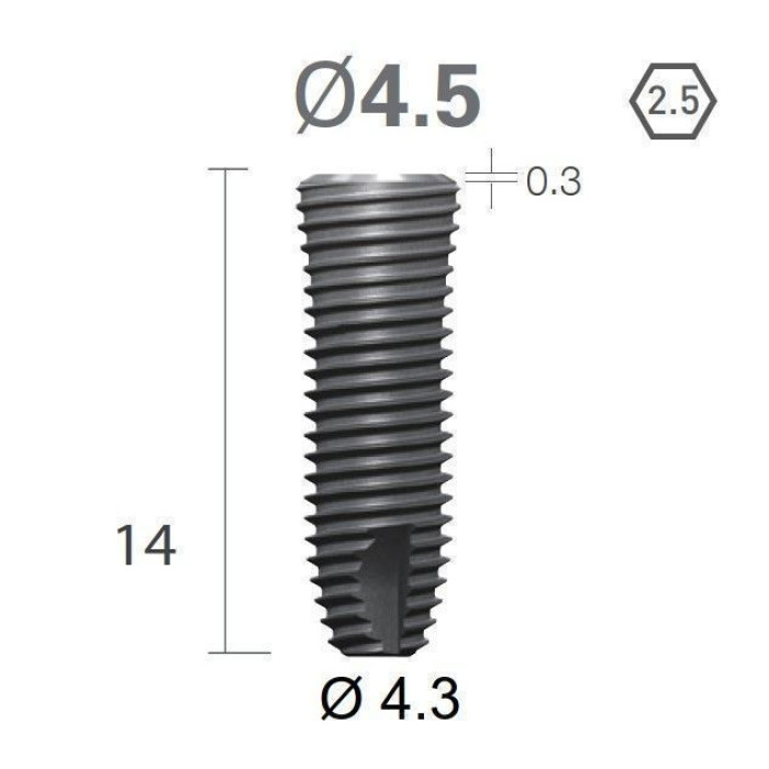 Імплантат фаска = 0.4 мм SuperLine MF (СуперЛайн) № FX4514SW, 1шт діам.= 4.50/4.30 мм; довжина= 14 мм (+гвинт-зуглушка у комплект не входить) (Dentium/Дентіум)