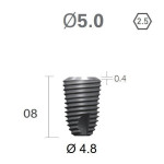Імплантат фаска = 0.6 мм SuperLine MF (СуперЛайн) № FX5008SW, 1шт діам.= 5.00/4.80 мм; довжина= 8.0 мм (+гвинт-зуглушка у комплект не входить) (Dentium/Дентіум)