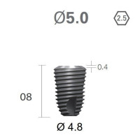 Імплантат фаска = 0.6 мм SuperLine MF (СуперЛайн) № FX5008SW, 1шт діам.= 5.00/4.80 мм; довжина= 8.0 мм (+гвинт-зуглушка у комплект не входить) (Dentium/Дентіум)