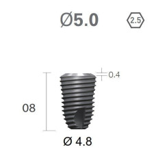 Імплантат фаска = 0.6 мм SuperLine MF (СуперЛайн) № FX5008SW, 1шт діам.= 5.00/4.80 мм; довжина= 8.0 мм (+гвинт-зуглушка у комплект не входить) (Dentium/Дентіум)