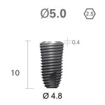 Імплантат фаска = 0.6 мм SuperLine MF (СуперЛайн) № FX5010SW, 1шт діам.= 5.00/4.80 мм; довжина= 10 мм (+гвинт-зуглушка у комплект не входить) (Dentium/Дентіум)