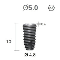 Імплантат фаска = 0.6 мм SuperLine MF (СуперЛайн) № FX5010SW, 1шт діам.= 5.00/4.80 мм; довжина= 10 мм (+гвинт-зуглушка у комплект не входить) (Dentium/Дентіум)