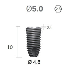 Імплантат фаска = 0.6 мм SuperLine MF (СуперЛайн) № FX5010SW, 1шт діам.= 5.00/4.80 мм; довжина= 10 мм (+гвинт-зуглушка у комплект не входить) (Dentium/Дентіум)