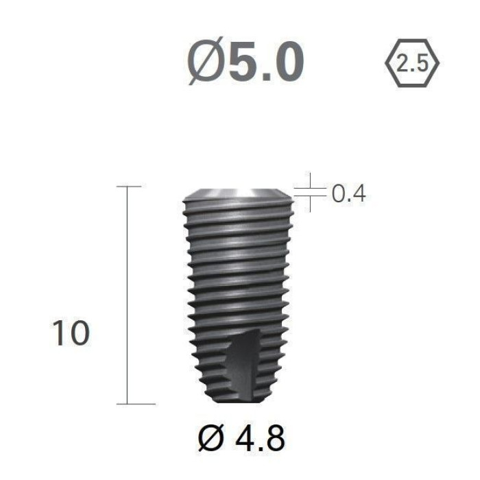 Імплантат фаска = 0.6 мм SuperLine MF (СуперЛайн) № FX5010SW, 1шт діам.= 5.00/4.80 мм; довжина= 10 мм (+гвинт-зуглушка у комплект не входить) (Dentium/Дентіум)