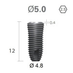 Імплантат фаска = 0.6 мм SuperLine MF (СуперЛайн) № FX5012SW, 1шт діам.= 5.00/4.80 мм; довжина= 12 мм (+гвинт-зуглушка у комплект не входить) (Dentium/Дентіум)