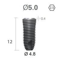 Імплантат фаска = 0.6 мм SuperLine MF (СуперЛайн) № FX5012SW, 1шт діам.= 5.00/4.80 мм; довжина= 12 мм (+гвинт-зуглушка у комплект не входить) (Dentium/Дентіум)