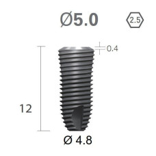 Імплантат фаска = 0.6 мм SuperLine MF (СуперЛайн) № FX5012SW, 1шт діам.= 5.00/4.80 мм; довжина= 12 мм (+гвинт-зуглушка у комплект не входить) (Dentium/Дентіум)