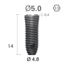 Імплантат фаска = 0.6 мм SuperLine MF (СуперЛайн) № FX5014SW, 1шт діам.= 5.00/4.80 мм; довжина= 14 мм (+гвинт-зуглушка у комплект не входить) (Dentium/Дентіум)