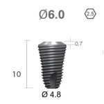 Імплантат фаска = 0.7 мм SuperLine MF (СуперЛайн) № FX6008SW, 1шт діам.= 6.00/4.80 мм; довжина= 8.0 мм (+гвинт-зуглушка у комплект не входить) (Dentium/Дентіум)