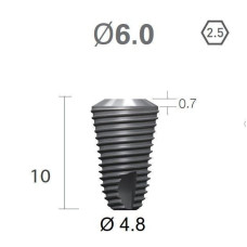 Імплантат фаска = 0.7 мм SuperLine New (NG) (СуперЛайн) № FX6008SW, 1шт діам.= 6.00/5.00 мм; з агресивною різьбою; довжина= 8.0 мм (+гвинт-зуглушка у комплект не входить) (Dentium/Дентіум)