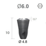 Імплантат фаска = 0.7 мм SuperLine MF (СуперЛайн) № FX6010SW, 1шт діам.= 6.00/4.80 мм; довжина= 10 мм (+гвинт-зуглушка у комплект не входить) (Dentium/Дентіум)