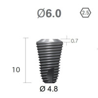 Імплантат фаска = 0.7 мм SuperLine MF (СуперЛайн) № FX6010SW, 1шт діам.= 6.00/4.80 мм; довжина= 10 мм (+гвинт-зуглушка у комплект не входить) (Dentium/Дентіум)