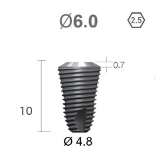 Імплантат фаска = 0.7 мм SuperLine MF (СуперЛайн) № FX6010SW, 1шт діам.= 6.00/4.80 мм; довжина= 10 мм (+гвинт-зуглушка у комплект не входить) (Dentium/Дентіум)