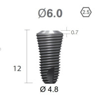 Імплантат фаска = 0.7 мм SuperLine MF (СуперЛайн) № FX6012SW, 1шт діам.= 6.00/4.80 мм; довжина= 12 мм (+гвинт-зуглушка у комплект не входить) (Dentium/Дентіум)