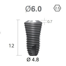 Імплантат фаска = 0.7 мм SuperLine MF (СуперЛайн) № FX6012SW, 1шт діам.= 6.00/4.80 мм; довжина= 12 мм (+гвинт-зуглушка у комплект не входить) (Dentium/Дентіум)
