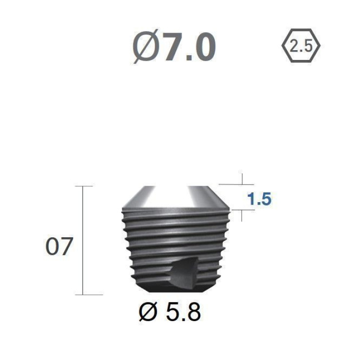 Імплантат фаска = 1.5 мм SuperLine MF (СуперЛайн) № FX7007SW, 1шт діам.= 7.00/5.80 мм; довжина= 7.0 мм (+гвинт-зуглушка у комплект не входить) (Dentium/Дентіум)