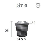 Імплантат фаска = 1.0 мм SuperLine MF (СуперЛайн) № FX7008SW, 1шт діам.= 7.00/5.80 мм; довжина= 8.0 мм (+гвинт-зуглушка у комплект не входить) (Dentium/Дентіум)