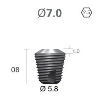 Імплантат фаска = 1.0 мм SuperLine MF (СуперЛайн) № FX7008SW, 1шт діам.= 7.00/5.80 мм; довжина= 8.0 мм (+гвинт-зуглушка у комплект не входить) (Dentium/Дентіум)