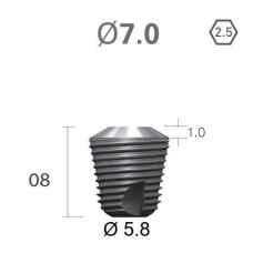 Імплантат фаска = 1.0 мм SuperLine MF (СуперЛайн) № FX7008SW, 1шт діам.= 7.00/5.80 мм; довжина= 8.0 мм (+гвинт-зуглушка у комплект не входить) (Dentium/Дентіум)