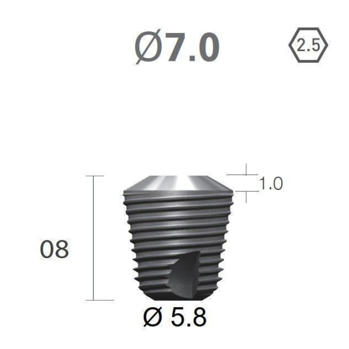 Імплантат фаска = 1.0 мм SuperLine MF (СуперЛайн) № FX7008SW, 1шт діам.= 7.00/5.80 мм; довжина= 8.0 мм (+гвинт-зуглушка у комплект не входить) (Dentium/Дентіум)