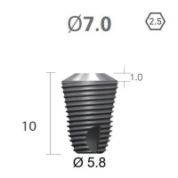 Імплантат фаска = 1.0 мм SuperLine MF (СуперЛайн) № FX7010SW, 1шт діам.= 7.00/5.80 мм; довжина= 10 мм (+гвинт-зуглушка у комплект не входить) (Dentium/Дентіум)