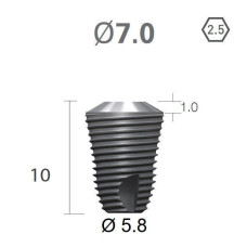 Імплантат фаска = 1.0 мм SuperLine MF (СуперЛайн) № FX7010SW, 1шт діам.= 7.00/5.80 мм; довжина= 10 мм (+гвинт-зуглушка у комплект не входить) (Dentium/Дентіум)